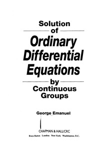 Cover of: Solution of ordinary differential equations by continuous groups by George Emanuel