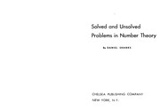 Cover of: Solved and unsolved problems in number theory | Daniel Shanks