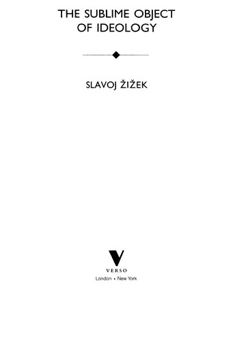 The sublime object of ideology by Slavoj Žižek