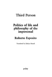Cover of: Third person: politics of life and philosophy of the impersonal