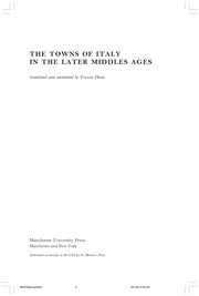 Cover of: The Towns of Italy in the Later Middle Ages (Manchester Medieval Sources) | Trevor Dean