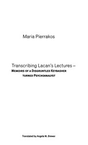 Cover of: Transcribing Lacan