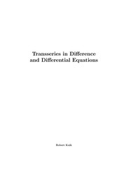 Cover of: Transseries in difference and differential equations | Geert Roelof Kuik