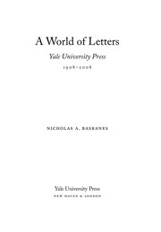Cover of: A world of letters: Yale University Press, 1908-2008