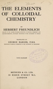 Cover of: The elements of colloidal chemistry