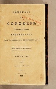 Cover of: Journals of Congress | United States. Continental Congress