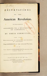 Cover of: Observations on the American revolution | United States. Continental Congress.