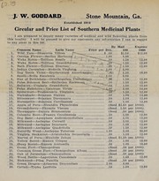 Cover of: Circular and price list of Southern medicinal plants | J.W. Goddard (Firm)