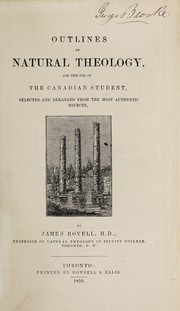 Cover of: Outlines of natural theology, for the use of the Canadian student