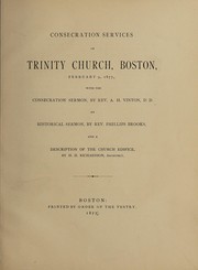 Cover of: Consecration services of Trinity church, Boston | Trinity Church (Boston, Mass.)