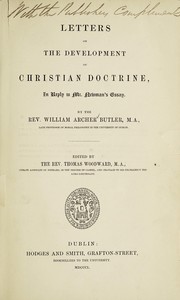 Cover of: Letters on the development of Christian doctrine: in reply to Mr. Newman's essay