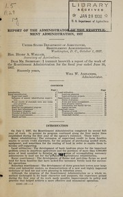 Cover of: Report of the administrator 1st-2d. 1935/36-36/37 | United States. Resettlement Administration