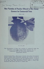 Cover of: New varieties of peaches offered to New Jersey growers for commercial tests by New Jersey Peach Council, Inc
