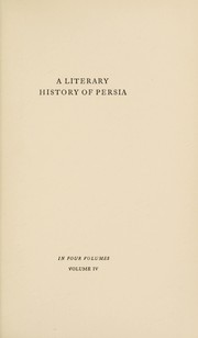 Cover of: A literary history of Persia
