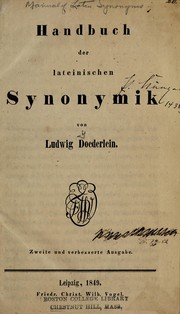 Cover of: Handbuch der lateinischen Synonymik
