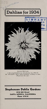 Cover of: Dahlias for 1934 | Stephenson Dahlia Gardens