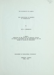 Cover of: The acquisition of concepts of conservation