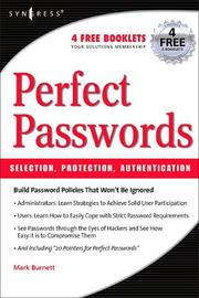 Cover of: Perfect Passwords | Mark Burnett