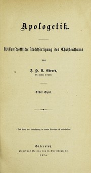 Cover of: Apologetik: Wissenschaftliche Rechtfertigung des Christenthums