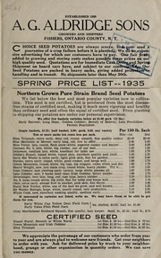 Cover of: Spring price list, 1935 | A.G. Aldridge Sons