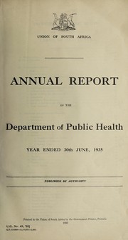 Cover of: Annual report of the Department of Public Health