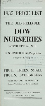 Cover of: 1935 price list: fruit trees, small fruits, evergreens, shrubs, vines, perennials, hardy varieties for New England