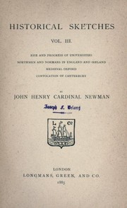 Cover of: Historical Sketches - Vol. III. by John Henry Newman