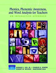 Cover of: Phonics, Phonemic Awareness, and Word Analysis for Teachers by Donald J. Leu, Charles K. Kinzer, Robert M. Wilson, Mary Ann Hall