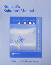 Cover of: Student's Solutions Manual for Elementary and Intermediate Algebra: Concepts and Applications