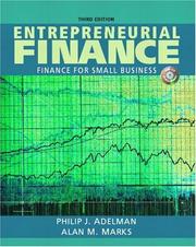 Cover of: Entrepreneurial Finance by Philip J. Adelman, Alan M. Marks