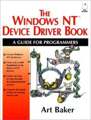 Cover of: The Windows NT Device Driver Book by Art Baker