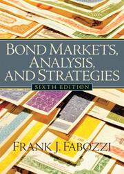 Cover of: Bond Markets, Analysis and Strategies (6th Edition) by Frank J. Fabozzi