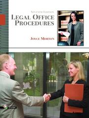 Cover of: Legal office procedures | Joyce Morton