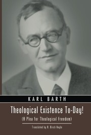 Cover of: Theological Existence To-Day!