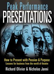 Cover of: Peak Performance Presentations: Tools and Techniques from the World of the Theatre