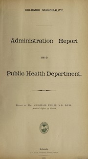 Cover of: Administration report | Colombo (Sri Lanka). Public Health Department
