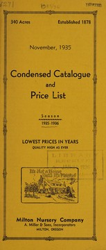 Cover of: Condensed catalogue and price list | Milton Nursery Co