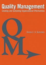 Cover of: Quality Management: Creating and Sustaining Organizational Effectiveness