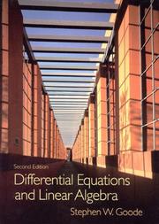 Cover of: Dif ferential equations and linear algebra by Stephen W. Goode