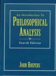 Cover of: An introduction to philosophical analysis by John Hospers