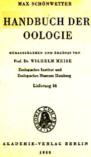 Handbuch Der Oologie by Max Schoenwetter