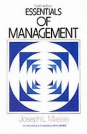 Cover of: Essentials of management by Joseph L. Massie, Joseph L. Massie