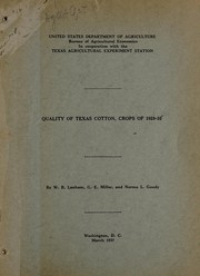 Cover of: Quality of Texas cotton, crops of 1928-35 | W. B. Lanham
