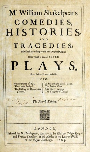 Mr William Shakespear's Comedies, Histories, and Tragedies by William Shakespeare