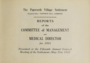 Cover of: Reports of the Committee of Management and Medical Director for 1931