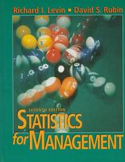 Cover of: Statistics for management by Richard I. Levin