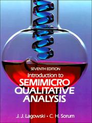 Cover of: Introduction to semimicro qualitative analysis.
