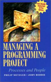 Cover of: Managing A Programming Project by Philip W. Metzger, John Boddie