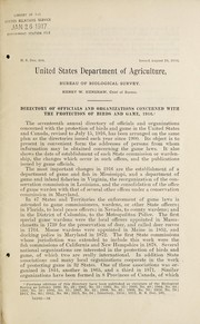 Cover of: Directory of officials and organizations concerned with the protection of birds and game, 1916
