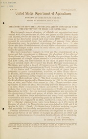 Cover of: Directory of officials and organizations concerned with the protection of birds and game, 1915